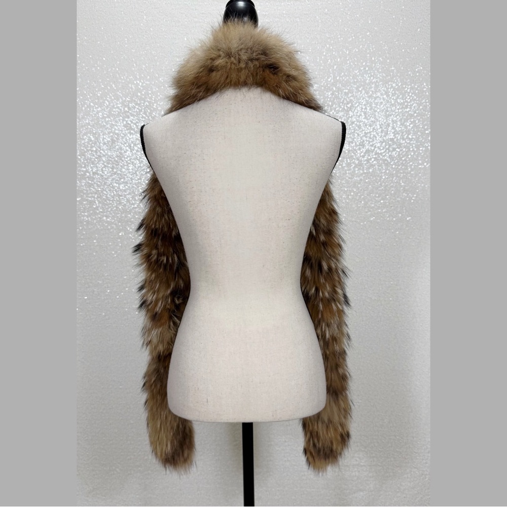 “Christian Dior Genuine Fur Stole Scarf Wrap • Tan/ black Fox Fur Scarf Boa - Picture 9 of 16
